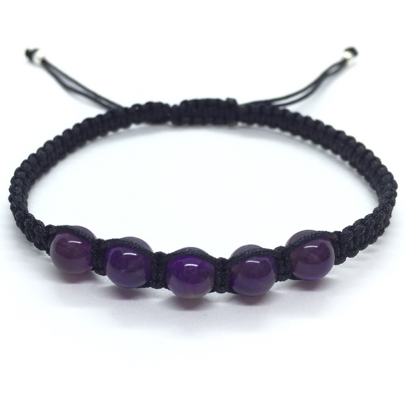 Amethyst Adjustable Shamballa Bracelet - Picture 1 of 4